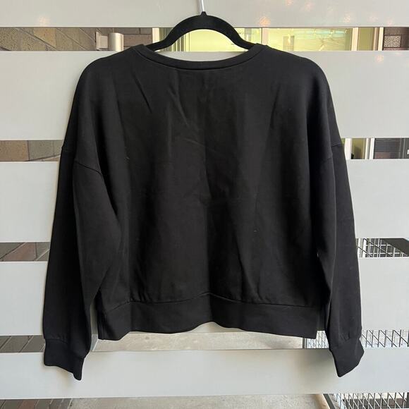 Mason Black Leopard Calf Hair Stripe Crew Neck Sweater - Picture 2 of 6